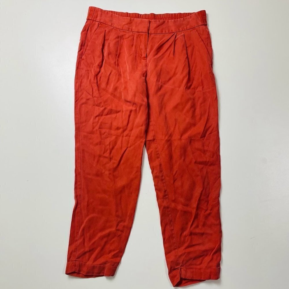 Ann Taylor LOFT Pant Trouser Fluid Tencel Twill Ankle Marisa Fit Blushing Red - Picture 8 of 9